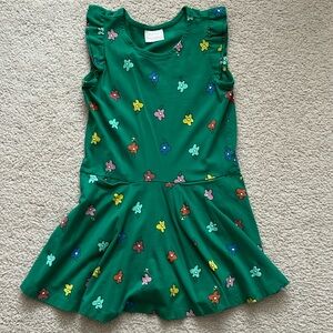 Hanna Andersson Green Flower Dress with Pockets